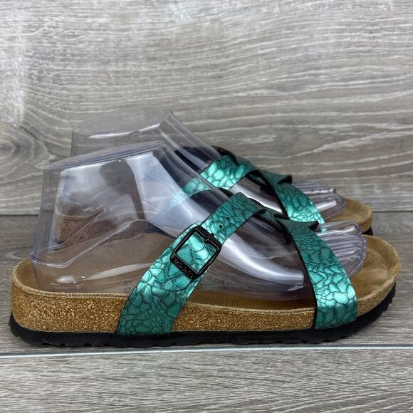 Birkenstock Birki’s Sylt Birko Flor Women’s Sz 6/EU 37 Turquoise Strappy Sandals - Picture 1 of 11